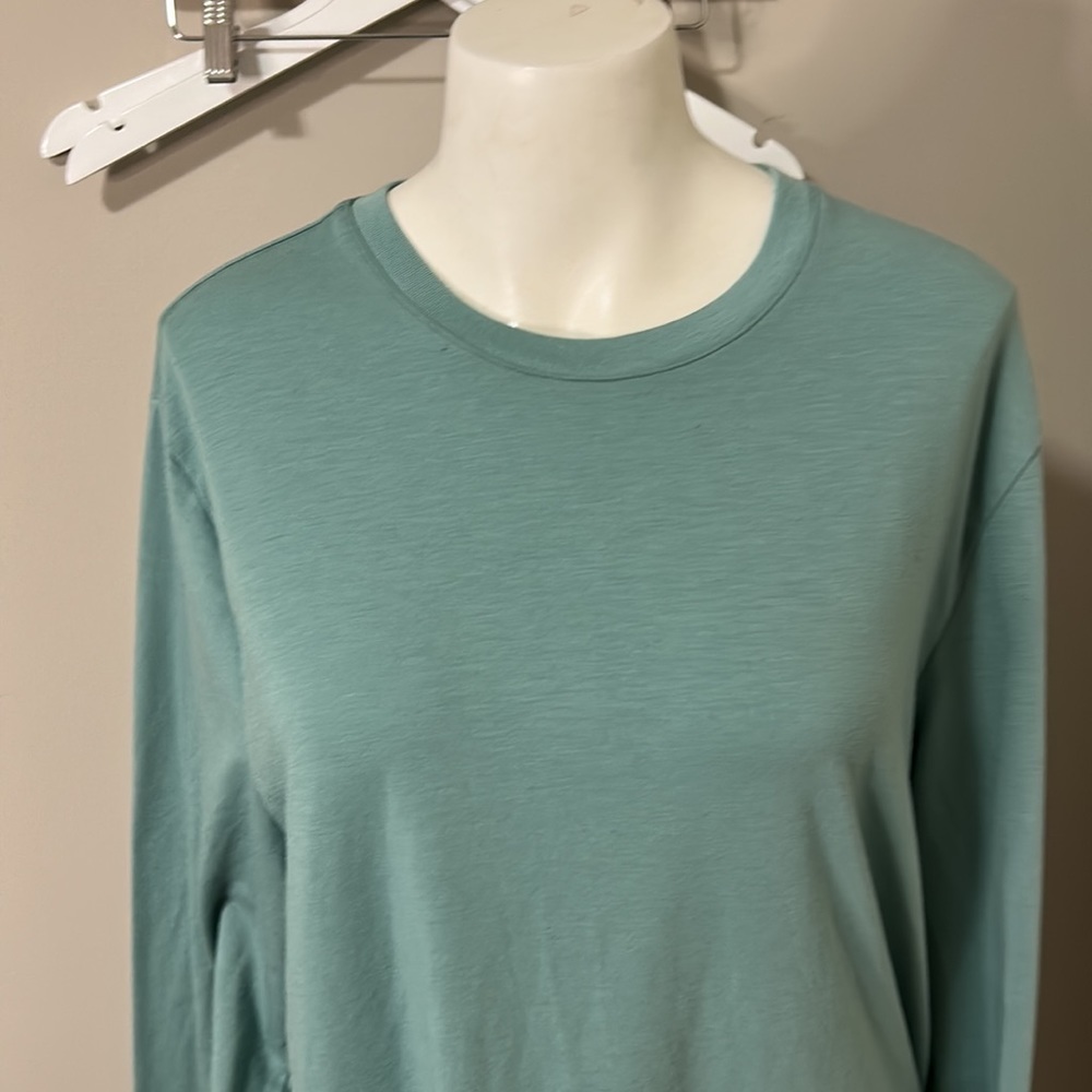 OUTDOOR VOICES Mens SUNDAY LONG SLEEVE SHIRT T-shirt Top Green Blue Sz M - Picture 2 of 8
